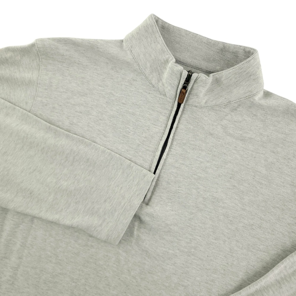 Mizzen+Main Sweater Mens L‎ Gray Cotton Modal 1/4 Zip Mock Neck Runs Small
